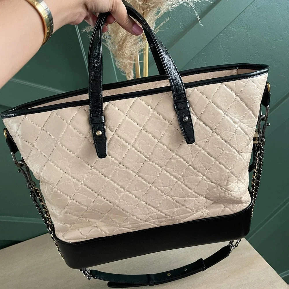 EUC Chanel Gabrielle Large Tote Beige Black - Picture 3 of 12